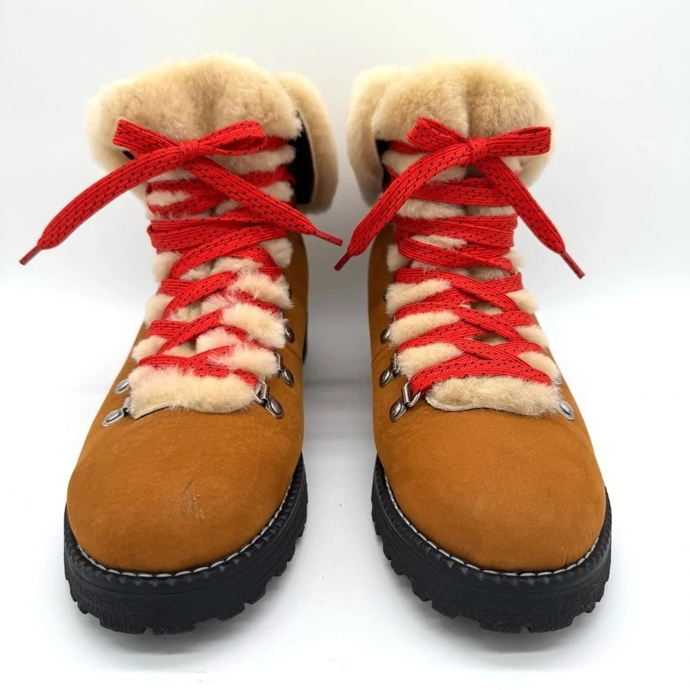 J.Crew Nordic Shearling Hiking Boots with Red laces Women’s Size 11